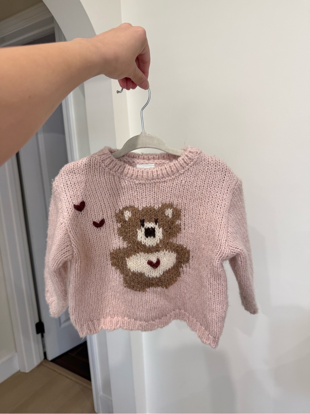 Zara Pink Teddy Bear Knit Sweater 1.5Y